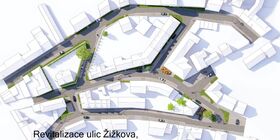 Vizualizace ulic Žižkova, Tyršova, Husova po plánované revitalizaci