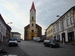 Masarykova ulice s kostelem sv. Martina